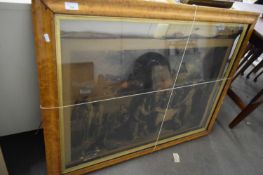 19TH CENTURY MEZZOTINT PRINT, CHARLES I ON THE EVE OF THE BATTLE OF EDGEHILL, IN A MAPLE FRAME AND