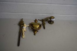 MIXED LOT: BRASS DOOR KNOCKER, DOOR HANDLE, MODELS OF CHRIST ETC