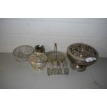 MIXED LOT: SILVER PLATED ROSE BOWL AND OTHER ITEMS