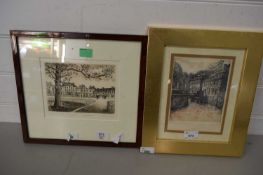 TWO COLOURED PRINTS, WATERMILL PRAGUE AND A FURTHER DUTCH ENGRAVING, BOTH F/G