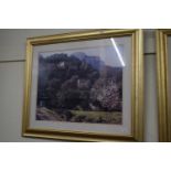 PAIR OF GILT FRAMED COLOURED PRINTS, ITALIAN SCENES