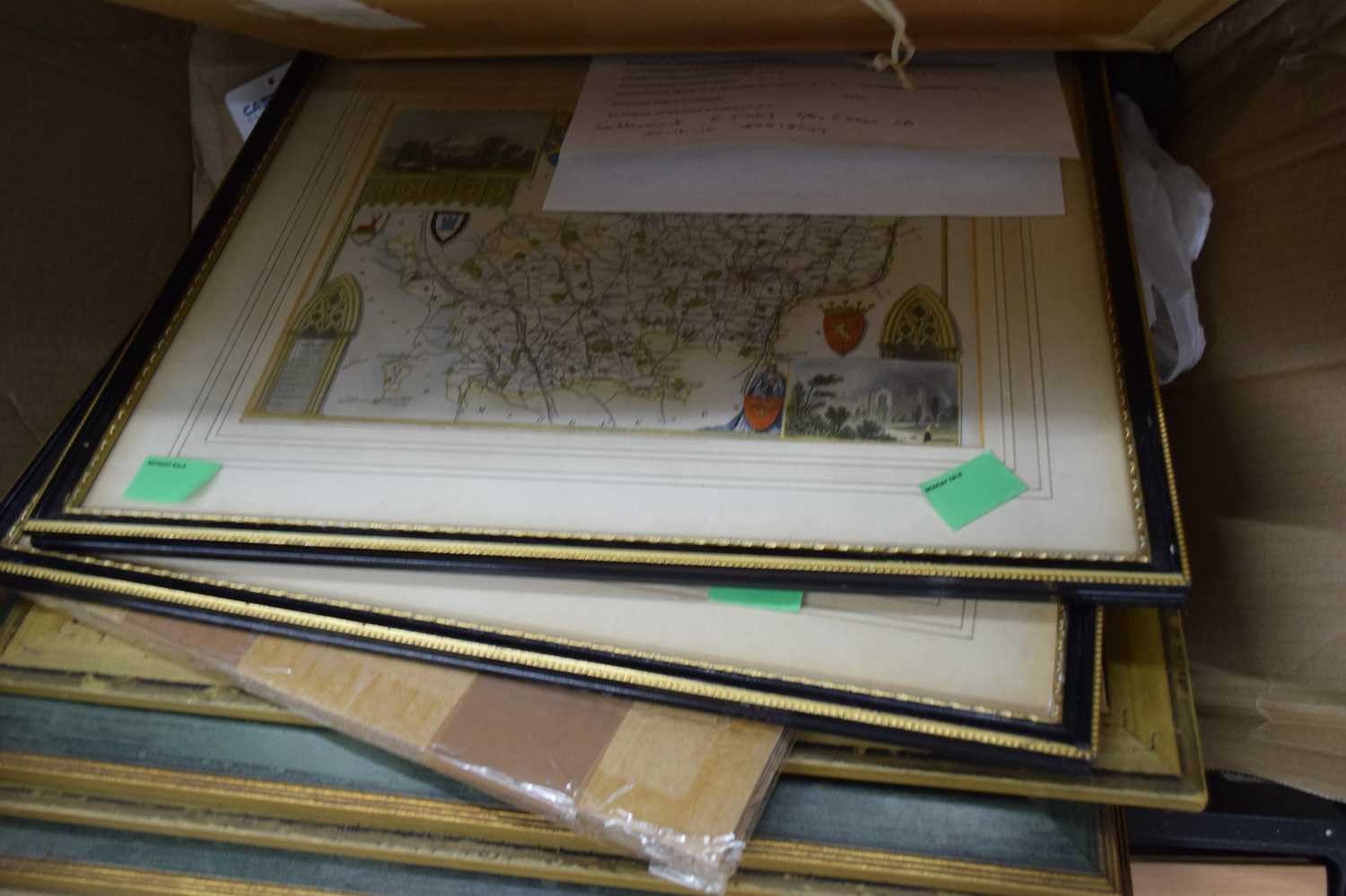 ONE BOX VARIOUS FRAMED PRINTS, COLOURED MAPS ETC - Image 2 of 5