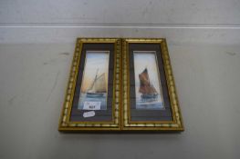 TWO MODERN DECOUPAGE PICTURES, THAMES BARGE AND A BRISTOL CHANNEL PILOT CUTTER