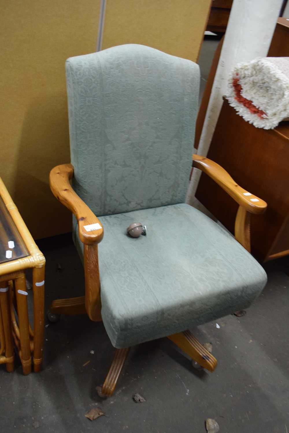 WOODEN FRAMED REVOLVING DESK CHAIR