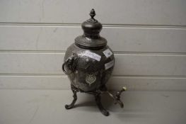 SMALL 19TH CENTURY SILVER PLATED SAMOVAR WITH LION MASK HANDLES