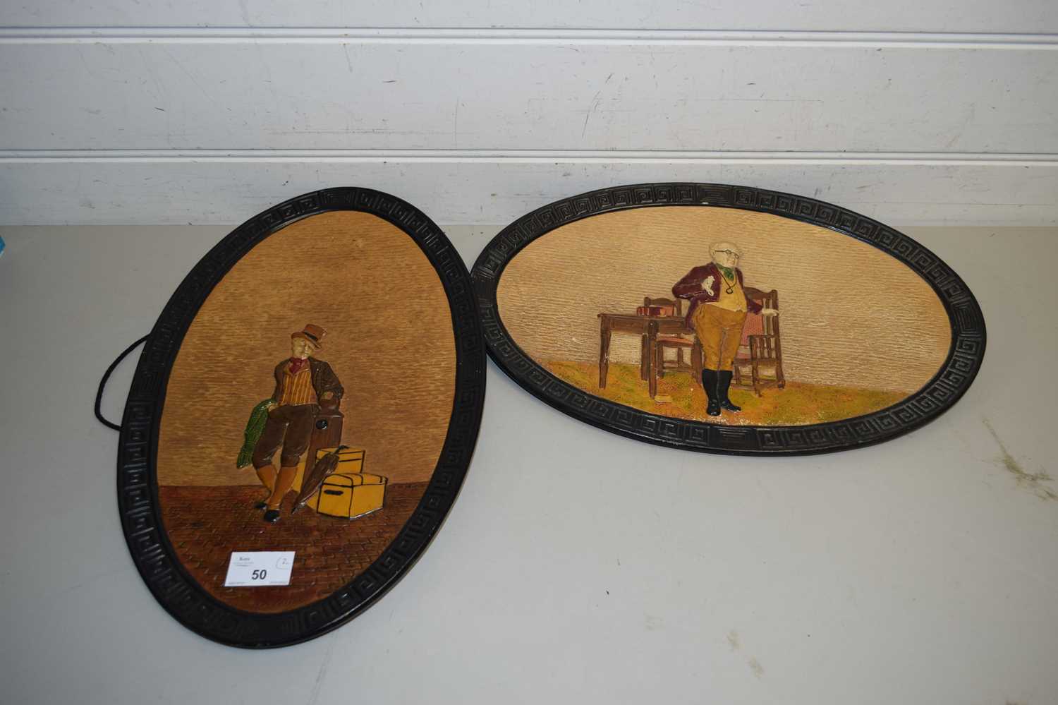 TWO OVAL BRETBY WALL PLAQUES