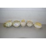 MIXED LOT VARIOUS SMALL BELLEEK JUGS, SUGAR BASIN ETC