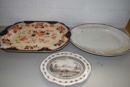 MIXED LOT COMPRISING LARGE OVAL MEAT PLATE MARKED 'NORFOLK COUNTY SCHOOL', A FURTHER IRONSTONE