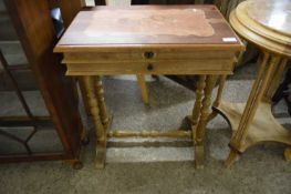 20TH CENTURY CONTINENTAL RECTANGULAR SIDE TABLE WITH INLAID FLORAL DETAIL, 59CM WIDE
