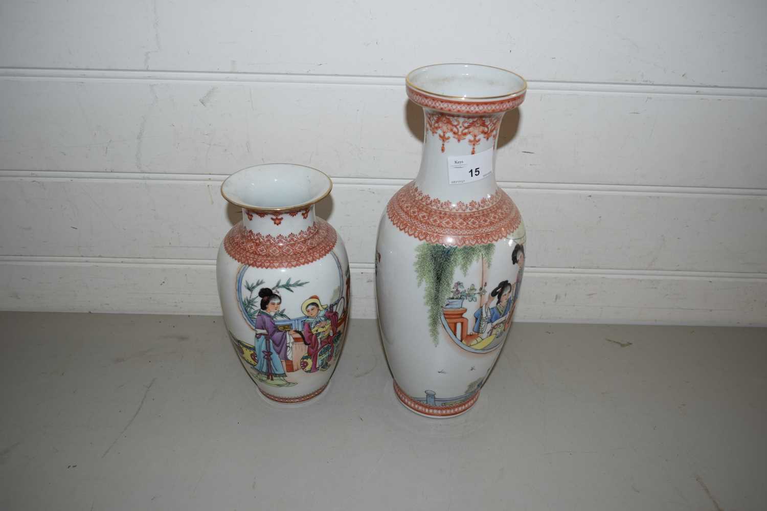 TWO MODERN CHINESE BALUSTER VASES