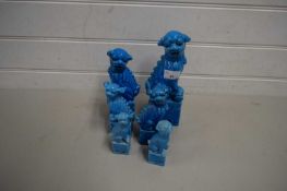 COLLECTION OF TURQUOISE GLAZED CHINESE FOO DOGS OF VARIOUS SIZES (6)