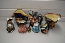 MIXED LOT VARIOUS ROYAL DOULTON CHARACTER JUGS, SMALL ROYAL DOULTON FIGURINE 'BUNNY' AND OTHERS