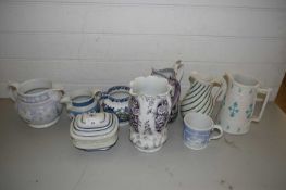 MIXED LOT VARIOUS VICTORIAN AND LATER JUGS, CASTLEFORD TYPE COVERED SUGAR BASIN AND OTHER ITEMS