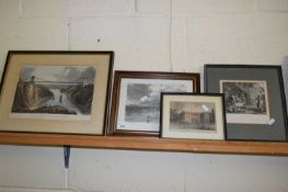 GROUP OF FOUR VARIOUS ENGRAVINGS TO INCLUDE THE CLIFTON SUSPENSION BRIDGE, ALL F/G (4)