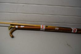 MIXED LOT VARIOUS WALKING STICKS AND A POOL CUE (4)