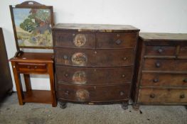 19TH CENTURY MAHOGANY BOW FRONT FIVE DRAWER CHEST (FOR RESTORATION), 103CM WIDE