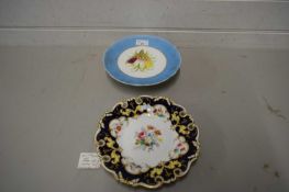 MIXED LOT VICTORIAN GILT AND FLORAL DECORATED CABINET PLATE TOGETHER WITH A FURTHER SMALL TAZZA