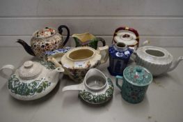 MIXED LOT VARIOUS VICTORIAN AND LATER TEA POTS, VASES, MODERN CHINESE CELADON COVERED MUG AND