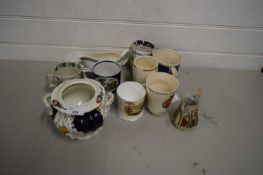 VARIOUS CERAMICS TO INCLUDE 19TH CENTURY MUGS, SUGAR BASIN AND OTHER ITEMS