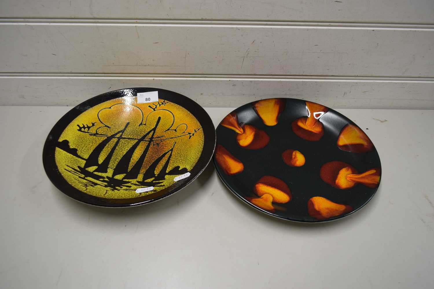 TWO CONTEMPORARY POOLE POTTERY SHALLOW BOWLS