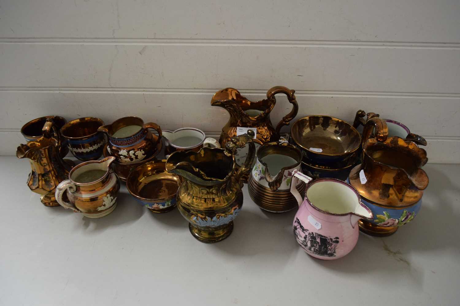 COLLECTION OF VICTORIAN COPPER LUSTRE ITEMS AND OTHERS