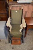 VINTAGE ALLWIN METAL FRAMED WHEELCHAIR WITH CANVAS SEAT AND BACK