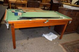 SMALL POOL TABLE ON TAPERING LEGS, 188CM LONG