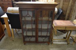 EARLY 20TH CENTURY MAHOGANY ASTRAGAL GLAZED TWO-DOOR BOOKCASE CABINET, 83CM WIDE
