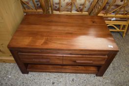 MODERN DARK WOOD COFFEE TABLE WITH DRAWERS, 100CM WIDE