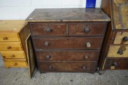 VICTORIAN MAHOGANY CHEST OF FIVE DRAWERS (FOR RESTORATION), 91CM HIGH