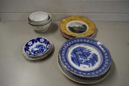 MIXED LOT VARIOUS DECORATED VICTORIAN AND LATER PLATES TO INCLUDE PRATT WARE TYPE EXAMPLES PLUS