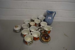 DOULTON STONEWARE VESTA STAND, VARIOUS 19TH CENTURY AND LATER CUPS AND SAUCERS