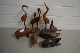 MIXED LOT VARIOUS HARDWOOD MODEL BIRDS AND ANIMALS