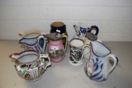 MIXED LOT VICTORIAN AND LATER JUGS TO INCLUDE A ROYAL DOULTON CORONATION OF EDWARD VII JUG (