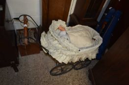 METAL FRAMED DOLLS COT AND DOLL