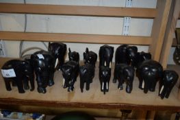 COLLECTION OF EBONY ELEPHANTS