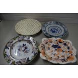 MIXED LOT VARIOUS DECORATED IRONSTONE BOWLS, VARIOUS OTHER CERAMICS ETC