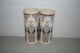 PAIR OF MASONS IRONSTONE CYLINDRICAL VASES PRODUCED FOR LIBERTY OF LONDON