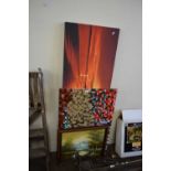 MIXED LOT MODERN CONTEMPORARY ABSTRACT OIL ON CANVAS, FURTHER MODERN OIL OF A MOUNTAIN LANDSCAPE AND