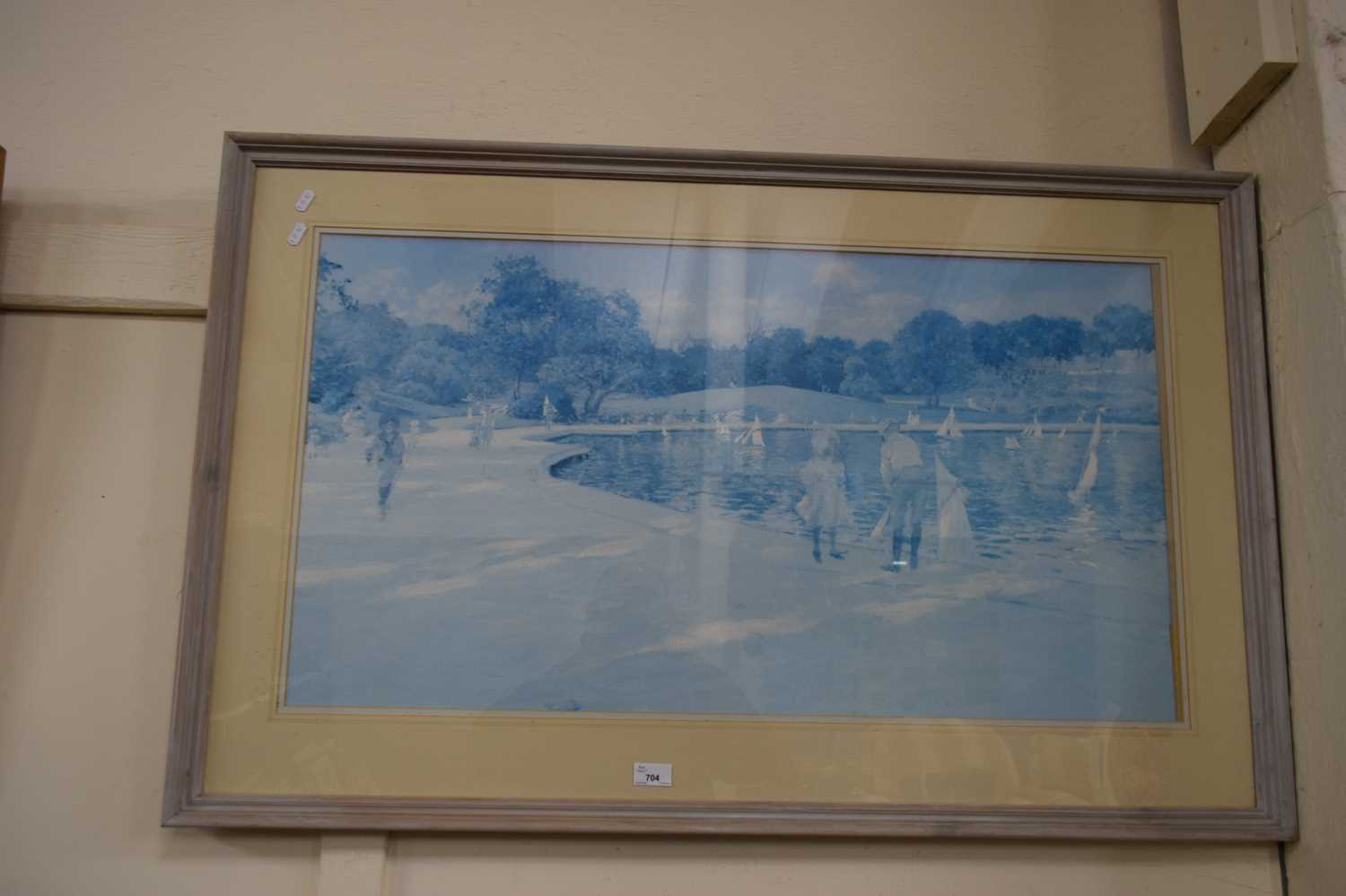 COLOURED PRINT, CHILDREN AT BOATING LAKE, F/G