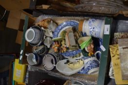 ONE BOX VARIOUS CERAMICS TO INCLUDE A ROYAL DOULTON CHARACTER JUG, VARIOUS ORNAMENTS, DECORATED