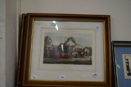 FORES COACHING RECOLLECTIONS, TWO COLOURED ENGRAVINGS, FRAMED