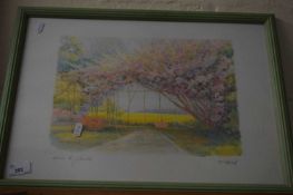 F NERI, STUDY OF A GARDEN SCENE, COLOURED PRINT, F/G, 53CM WIDE