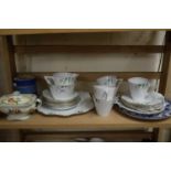 MIXED LOT ROYAL VALE COLCLOUGH TEA WARES, GRAYS POTTERY VASE AND OTHER ITEMS