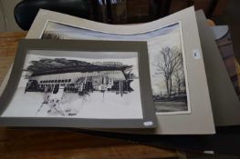 MIXED LOT VARIOUS UNFRAMED MODERN PICTURES TO INCLUDE A STUDY OF CRAIL HARBOUR, FIFE