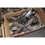 BOX OF VARIOUS WOODWORKING PLANES