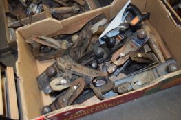 BOX OF VARIOUS WOODWORKING PLANES