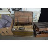 VINTAGE PINE TOOL CHEST CONTAINING MIXED TOOLS