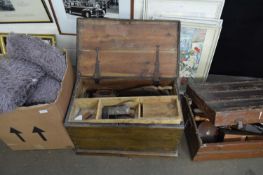 VINTAGE PINE TOOL CHEST CONTAINING MIXED TOOLS