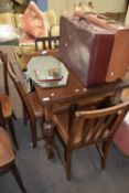 VINTAGE OAK DINING TABLE AND FOUR CHAIRS (5)